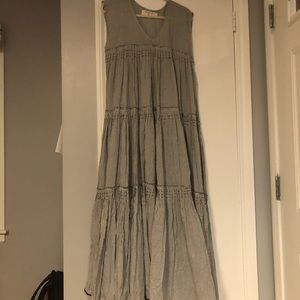 Anthropologie Black and White Striped Maxi Dress
